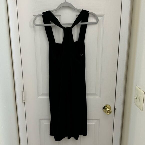 Clara SunWoo Boxy Lagenlook Tunic Dress Size Medium Black Grecian Halter Black - Picture 2 of 5